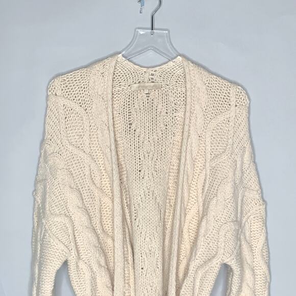 Vanessa Bruno S Suzanne Cable Knit Cardigan Sweater Belted Beige - Picture 5 of 9